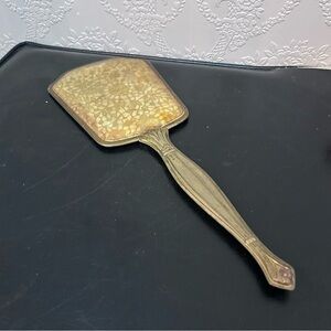 Vintage Gold Tone Hand Held Vanity Mirror